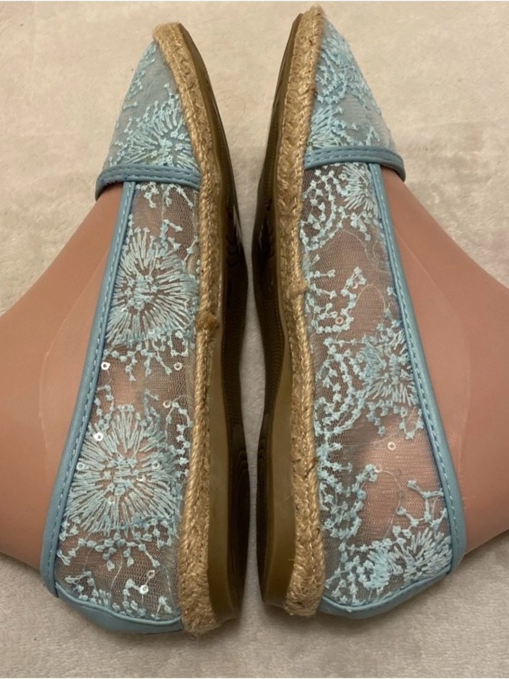 Bella Marie Light Blue Sequin Espadrille Flats - Picture 7 of 12